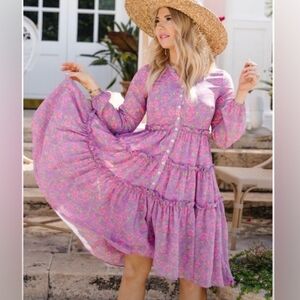 Ivy city co Lydia Dress in Pink Floral 26W